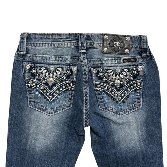 NWT✨ | Miss Me | Low Rise Embroidered Rhinestone Faux Flap Pocket Bootcut Jeans - Picture 7 of 10